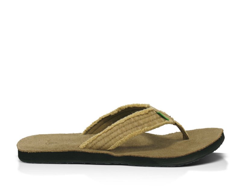 Sanuk Mens Fraid Not Khaki Flip Flops | BXASUD240